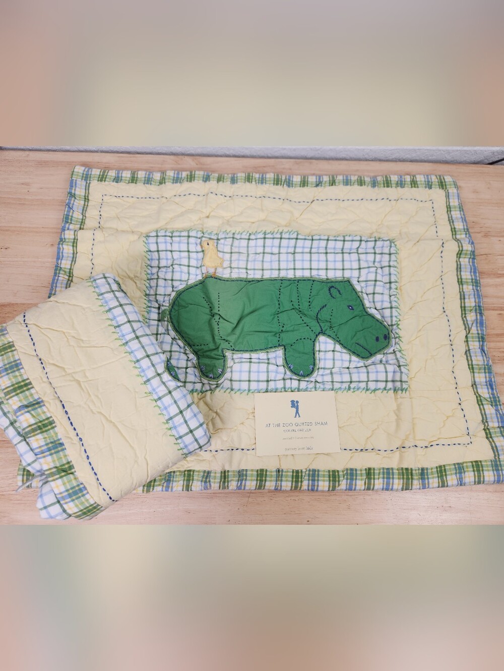 Pottery Barn Kids Quilted Pillow Sham Set of 2 At The Zoo Patchwork NOS Animal